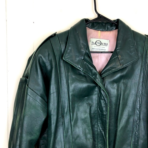Vintage The Old Mill Leather Bomber Jacket Sz L - Picture 3 of 14